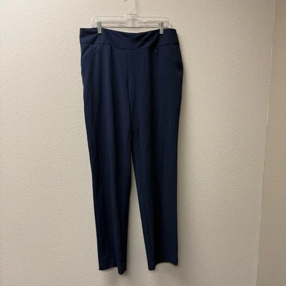 Investments Navy Stretch Dress Pants 14L Wide Leg Career Office Chic - Picture 2 of 9